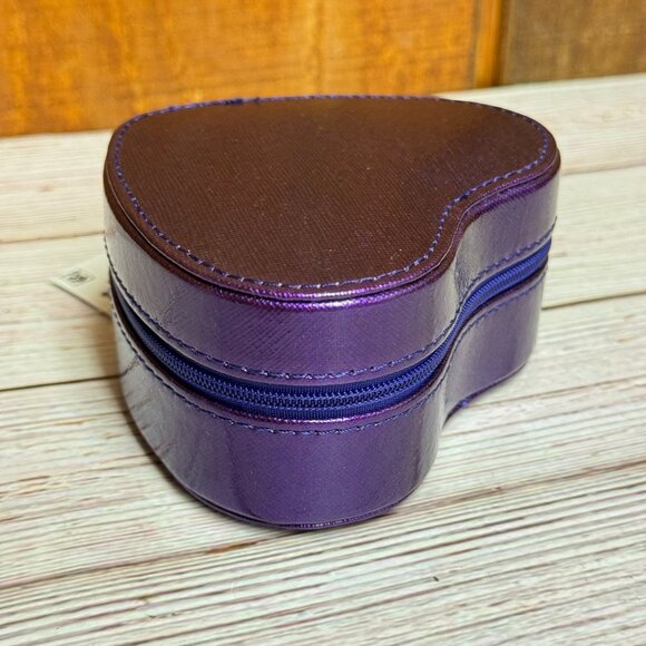 STELLA & MAX Heart Shaped Compact Jewelry Box - Purple - Picture 2 of 5